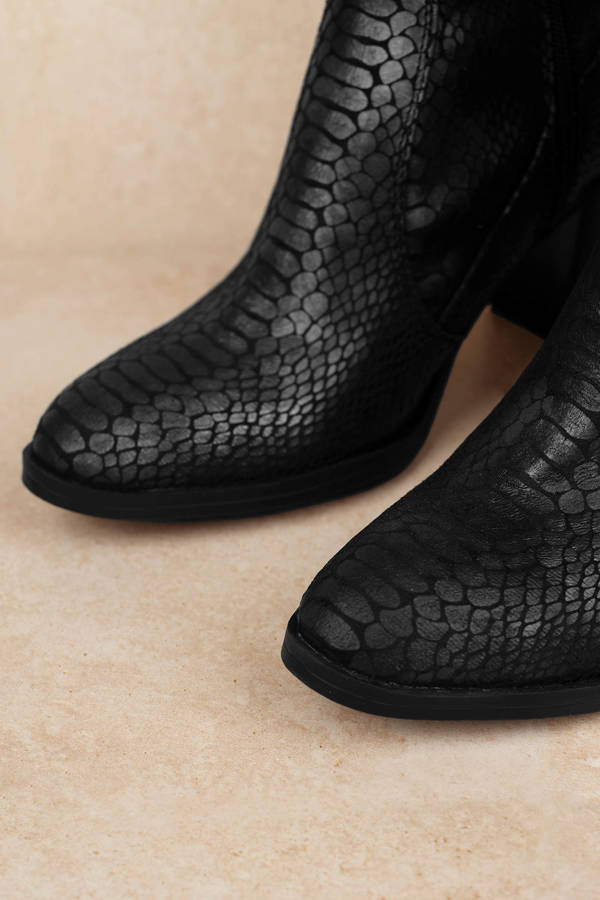 dolce vita black snakeskin booties