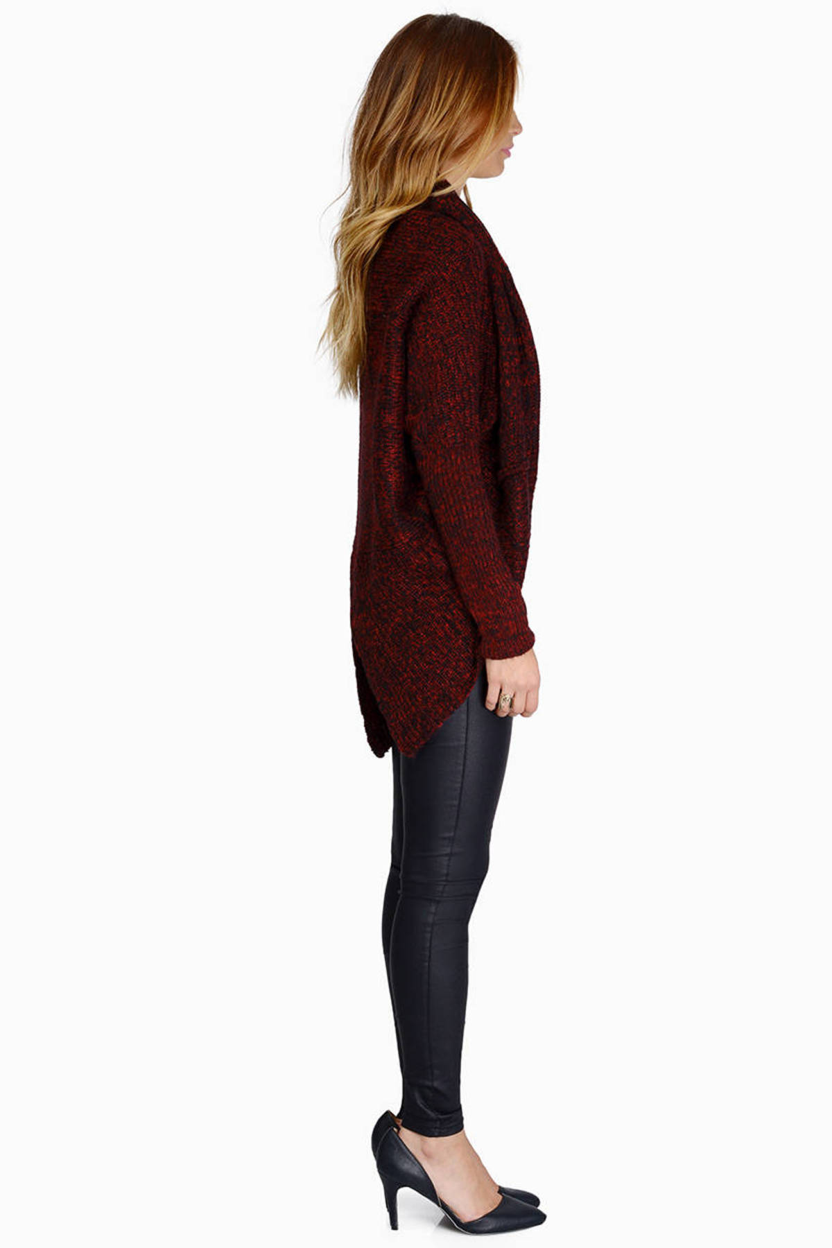 Burgundy Cardigan - Long Sleeve Cardigan - Burgundy Sweater