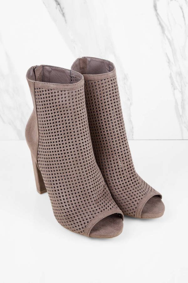 beige open toe booties