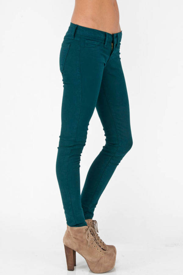 teal skinny jeans