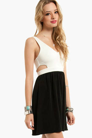 Side Cutout Dress in Black and White - $21 | Tobi US