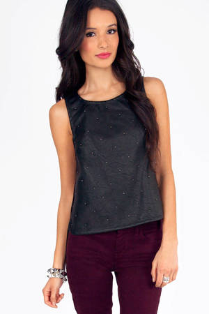 Faux Studded Top in Black - $18 | Tobi US