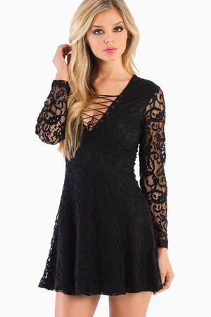 Lace It Up Dress in Black - $44 | Tobi US