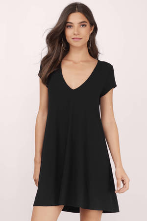 Black Shift Dress - Above The Knee Dress - Shift Dress