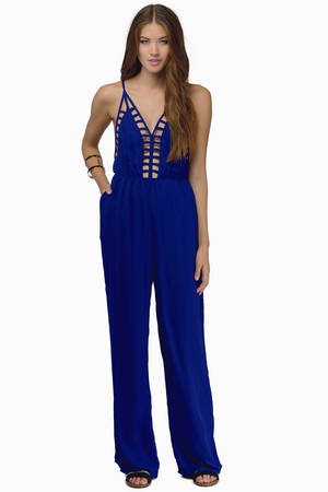 Callie Cutout Cami Jumpsuit in Blue - $16 | Tobi US