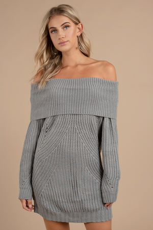 off shoulder sweater dress white