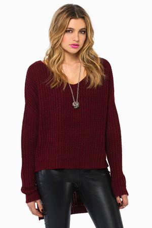 Burgundy Sweater - red Sweater - High Low Sweater - Burgundy Top