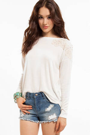 Lean On Me Long Sleeve Top in Ivory and Ivory - $19 | Tobi US