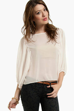 Puffed Up Blouse in Ivory - $14 | Tobi US