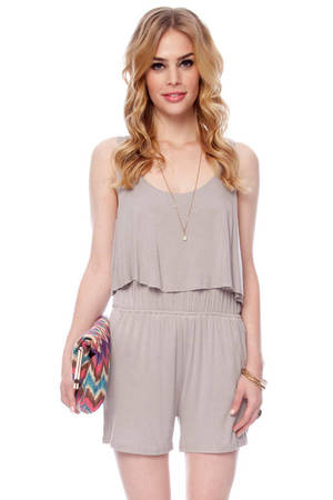 Ruffled Romper in Light Grey - $9 | Tobi US