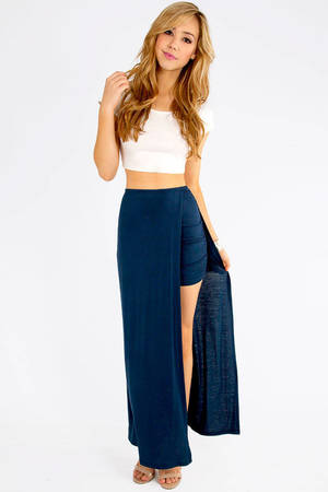 In and Out Maxi Skirt in Navy - $21 | Tobi US