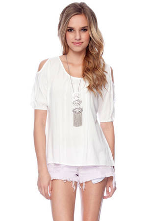Peasant Cut Out Top in Off White - $11 | Tobi US