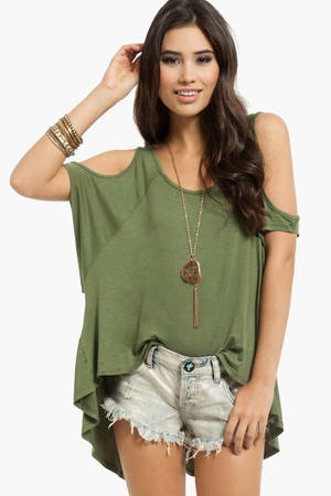 Making the Cut Out Top in Olive - $34 | Tobi US
