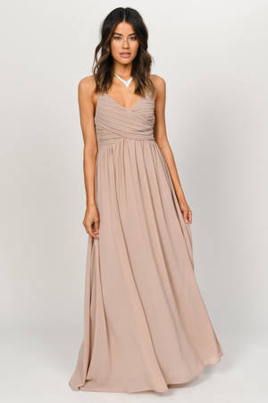 All About Tonight Taupe Maxi Dress ...