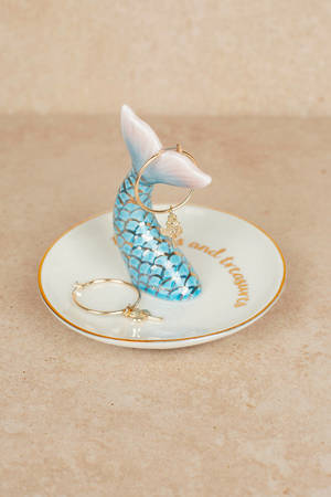 Stoneware Mermaid Tail Dish White