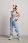 Nellie Baby Blue Ribbed Bralette and Sweatpants Set