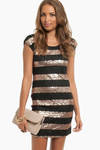 Sequin Lines Dress in Black and Gold