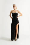 Feverish Black Strapless Sequin Bodycon Maxi Dress