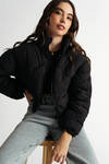 Perfect Touch Black Zip Up Puffer Jacket