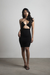 Put In Work Black Ruched Cut Out Bodycon Mini Dress