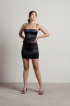 Remona Black Satin Bodycon Mini Dress