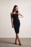 Your Lover Black Ruched Bodycon Midi Dress
