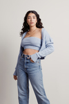 Hina Blue Sweater Tube Top and Crop Cardigan Set