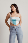 On Your Mind Blue Patchwork Scarf Crop Top