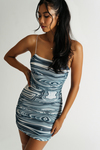 Wavy Vibes Blue Swirl Bodycon Mini Dress