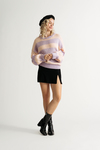 Kehlani Blush Lavender Ribbed Stripe Sweater