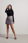 Throwback Brown Side Slit Plaid Mini Skirt