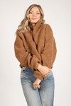 Boo'd Up Camel Sherpa Zip Up Jacket