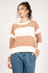 Ready Or Not Camel Multi Striped Sweater