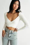 Eagerly Anticipate Cream Ribbed Cropped Top