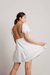 Isa Cream Open Back Square Neck Tiered Babydoll Dress