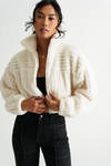 Juanita Cream Boxy Fleece Crop Jacket