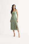 Beverlie Green Floral Slit Midi Dress