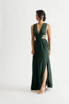 Athena Hunter Green Maxi Side Cutout Slit Maxi Dress
