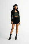 Sammie Hunter Green V-Neck Cable Knit Crop Sweater