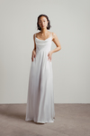 Alessandra Ivory Cowl Neck Satin Maxi Dress