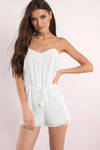 The Jetset Diaries Cirrus Ivory Embroidered Trim Cami Romper 