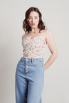 Step Out Ivory Multi Floral Ruched Corset Bustier Crop Top
