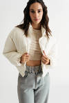 Perfect Touch Ivory Zip Up Puffer Jacket