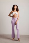 Snazzer Lavender Front Ruched Waist Tie Pants