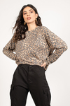 Diana Leopard Printed Long Sleeve Top