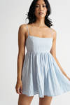 Serenne Light Blue Babydoll Mini Dress