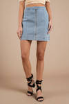 The Fifth Label Day Dreaming Light Wash O-Ring Denim Skirt