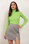 At First Lime Turtleneck Ribbed Knit Top