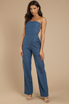 Love Is Not Over Medium Wash  Chambray Jumpsuit
