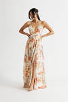 Summer Flow Multi Floral Chiffon Slit Maxi Dress